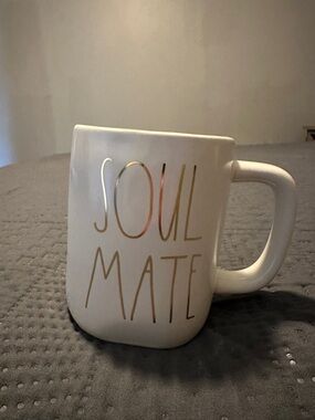 Rae Dunn White Ceramic 'Soul Mate' Mug with Gold Lettering